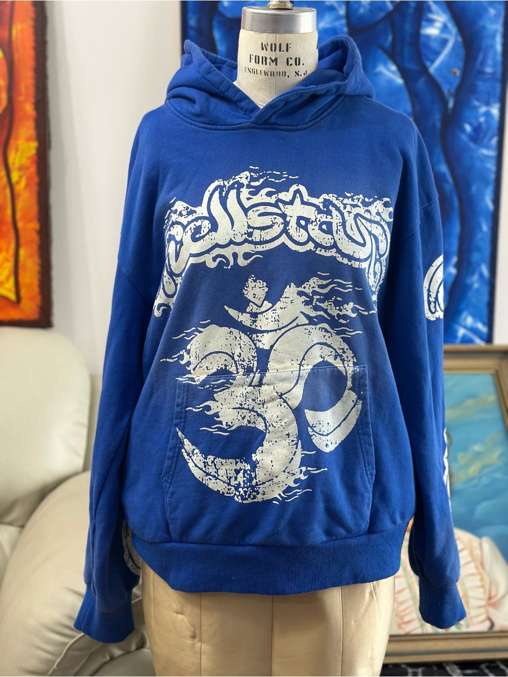 Hellstar Path To Paradise Blue Graphic Hoodie Size L